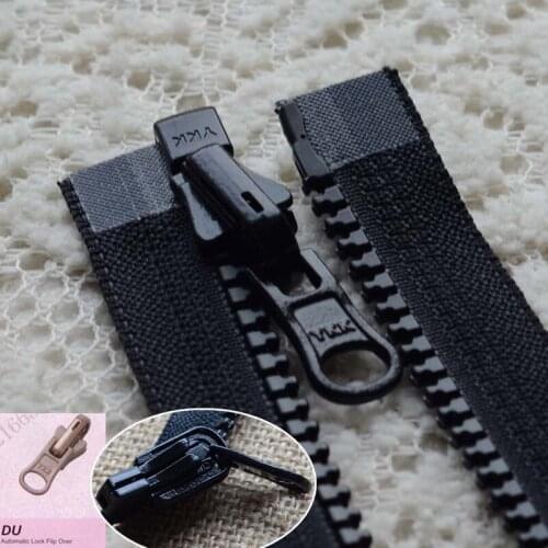 2pcs/lot 5# 50cm to 90cm Long Ykk Zipper Rotating Slider Pull Puller Coat Jacket Resin Single Open Black Tailoring Accessories