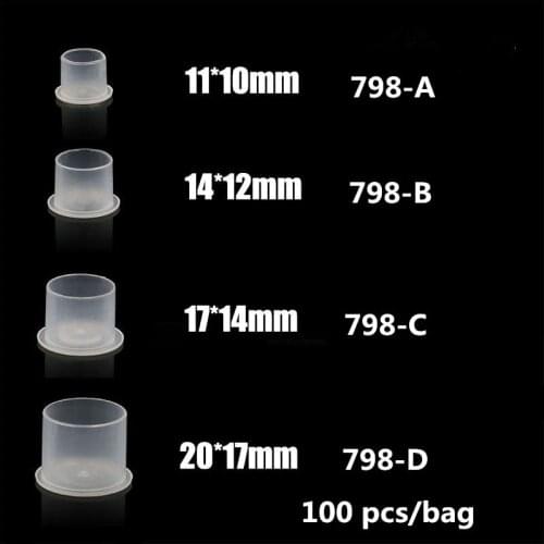 100 PCS Disposable Microblading Steady Plastic Tattoo Ink Cups 4 sizes Permanent Makeup Pigment Clear Holder Container Cap