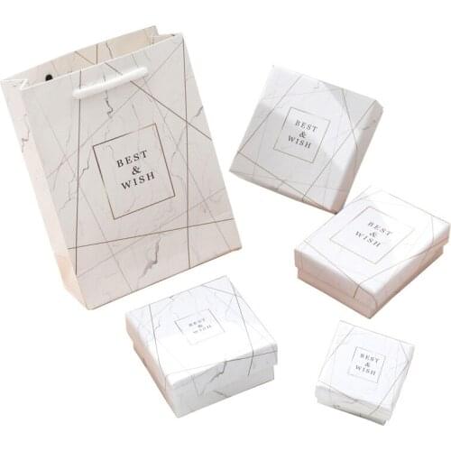 12Pcs White "Best Wish" Paper Jewelry Packaging Boxes Bages Necklace Earrings Jewellry Case Storage Gift Package For Wendding