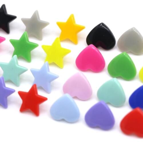 20Sets KAM Star/Heart Snap Button T5 Plastic Decorative Buttons For Clothes Press Studs Fasteners Garment Accessories 15Colors