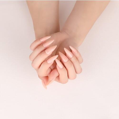 24pcs latest candy long pointed fake nails sexy complexion JP01