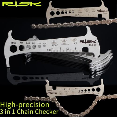 RISK 3 in1 Bike Chain Wear Indicator Checker Gauge Cycling Bolt Measurement Chain Hook MTB ROAD Repair Chain Tool Replacem Ruler