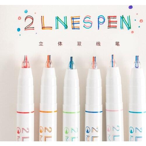 36 Pcs Per Lot Cute Creative Double-Line Marked Stereo Color Gel Ink Pen Maker Pen School Office Supply Escolar Papelaria