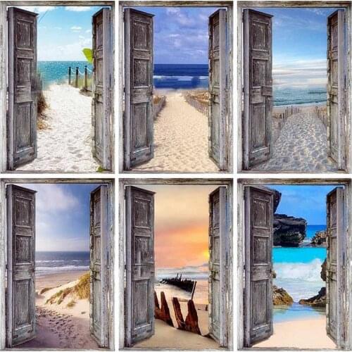 5D DIY Diamond Painting Door Landscape Full Square Drill Diamond Art Embroidery Cross Stitch Home Decoration