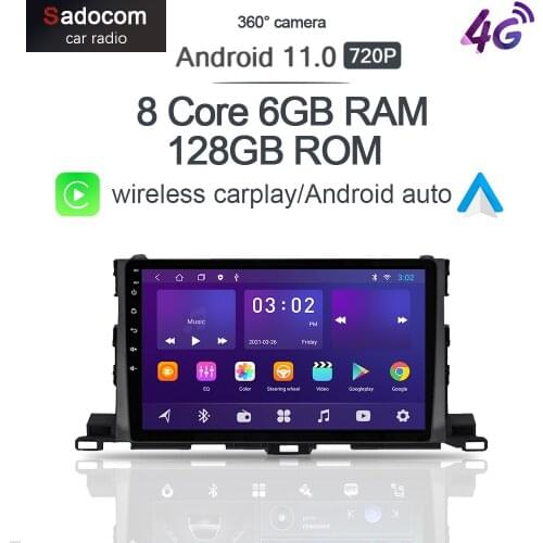 360 wireless Carplay 10.1" Android 10.0 6GB+128GB Car DVD Player GPS WIFI Bluetooth 5.0 Radio For Toyota Highlander 2015-2020