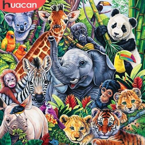 HUACAN 5d Diamond Painting Elephant Mosaic Panda Wall Art DIY Diamond Embroidery Cross Stitch Animal Needlework Home Decor