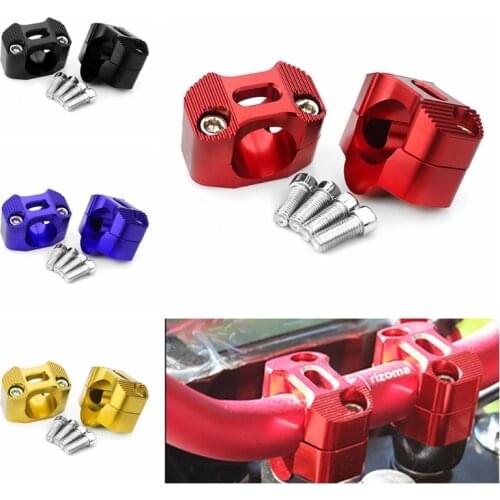 Pair 1 1/8" CNC Aluminum Motorcycle Handlebar Risers 28mm Adjustable Fat Bar Clamps Universal for Honda Kawasaki Ducati Yamaha