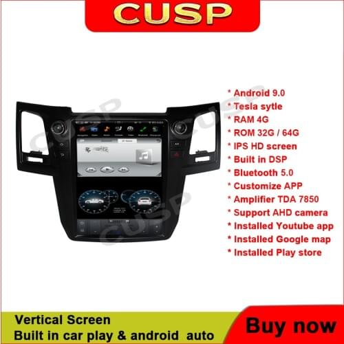 Android 9 Vertical Screen Tesla style Car GPS Navigation For Toyota Fortuner 2004-2015 head unit multimedia player tape recorder