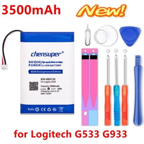Chensuper 0 Cycle 3500mAh 533-000132 Battery for Logitech G533 G933 High Quality Mobile Phone Replacement Accumulator