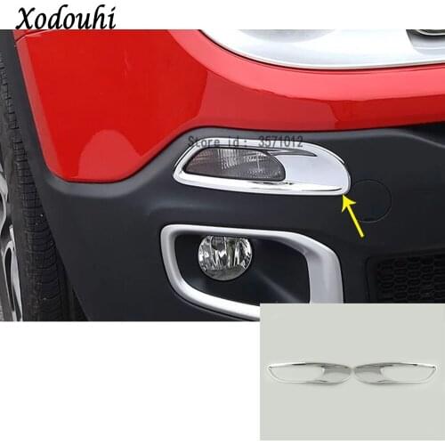 For Jeep Renegade 2016 2017 2018 2019 2020 Car Styling Detector ABS Chrome Front Fot Daytime Running Light Lamp Trim Frame 2pcs