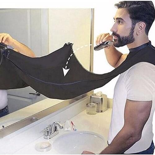 Pongee Beard Shave Apron Bib Trimmer Razor Holder Rack Hair Shave Apron Shaving Shaver Holder Bathroom Organizer Gift for Man