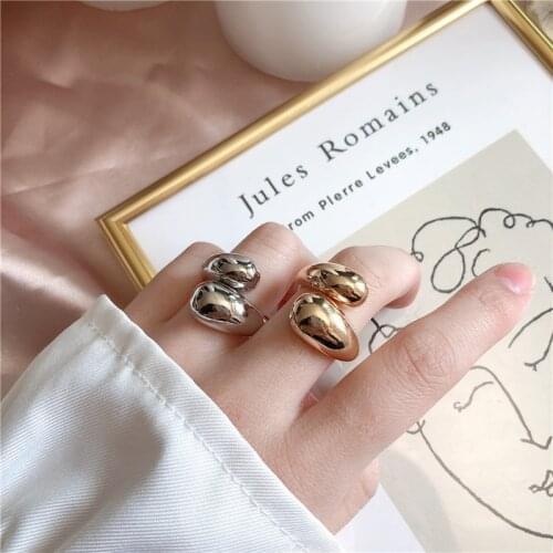 France Fashion Gold Plated Dome Ring for Women Big Large Open Finger Ring Chunky Dome Wide Ring Trend Lady Hip Hop Party Jewelry