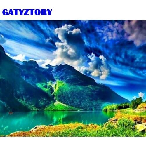 GATYZTORY 60x75cm Frameless Painting By Numbers Nature Landscape pictures by numbers DIY For Home Decoration Gift
