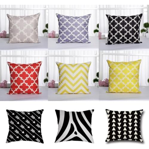 Geometric Pillow Case Cover Decorative Pillowcase Cotton Linen 45*45 Cushion Cover for Home Sofa Car Seat Living Room