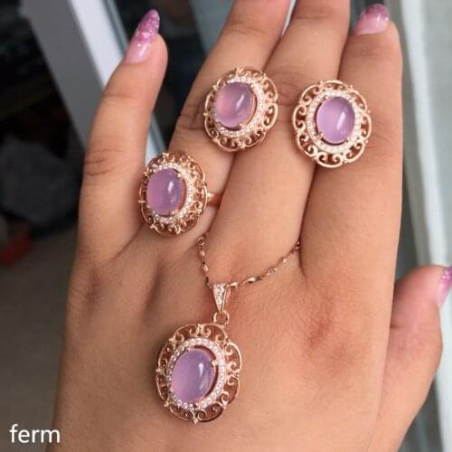 KJJEAXCMY boutique jewels 925 New lotus leaf set with 3 earrings in sterling silver inlaid natural hibiscus pendant ring