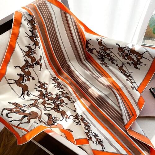 KOI LEAPING new urban Retro fashion temperament 90 horse large square scarf female handmade twill silk scarf dual-use shawl
