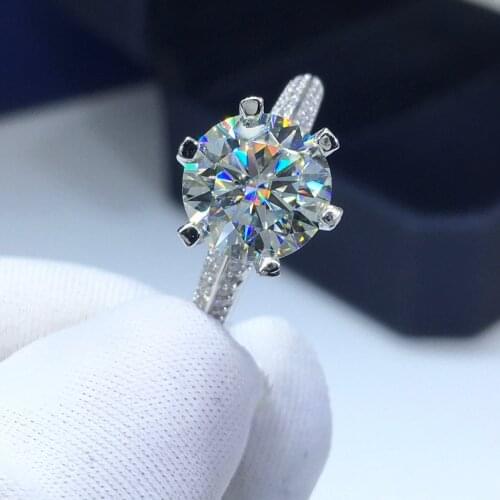 Silver 925 Original Brilliant Cut Diamond Test Past 3 Carat 9mm D Color Moissanite Country Ring 100% Real Gemstone Jewelry Gift