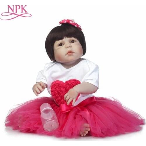 NPK 55cm New Design Lovely New Born Baby Girl Doll Toy Realistic Reborn Dolls Silicone Vinyl Full Body Alive bebe Boneca Reborns