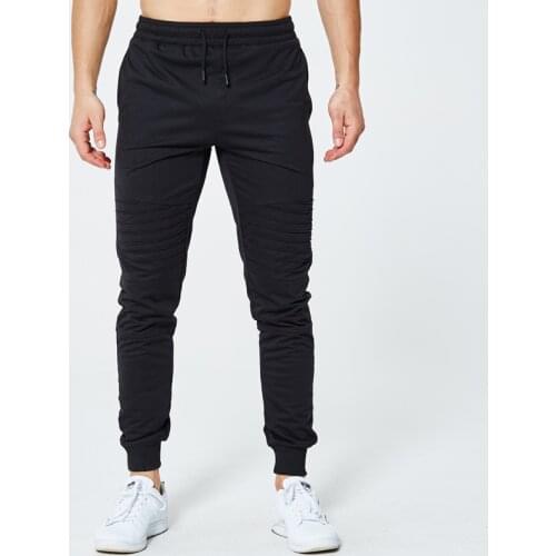 Mens Skinny Joggers Sweatpants High Fashion Hip Hop Pants with Leg Pleated Cotton Trousers Man Clothing