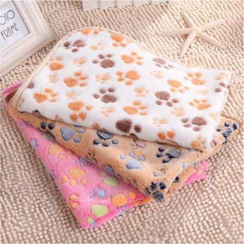 Mylb Coral Fleece Pet Blanket Soft Touch Winter Warm Dogs Cat Bed Footprints Blanket Mat Pad Bed for Dogs