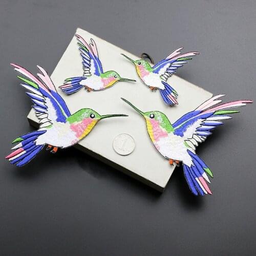 New symmetric hummingbird cloth paste small size bird patches denim bag clothing decoration paste adhesive embroidery patch bird