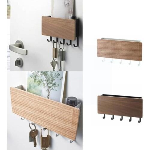 Wall-hung Type Rack Storage Rack Wooden Decorative Saving Back Shelf Home Rack Room Rack Key Decorative Space Door Q8U0
