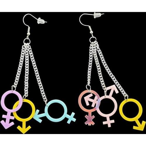 2021 New Acrylic Color Cross and Peace Symbol Chain Earrings for Women and Men Beautiful Tassel Hanging earrings Gift for lovers