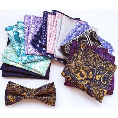 New Design Silk Hanky Red Gold Black Paisley Men Fashion Floral Dot Pocket Square Handkerchiefs for Men Suit Handkerchief