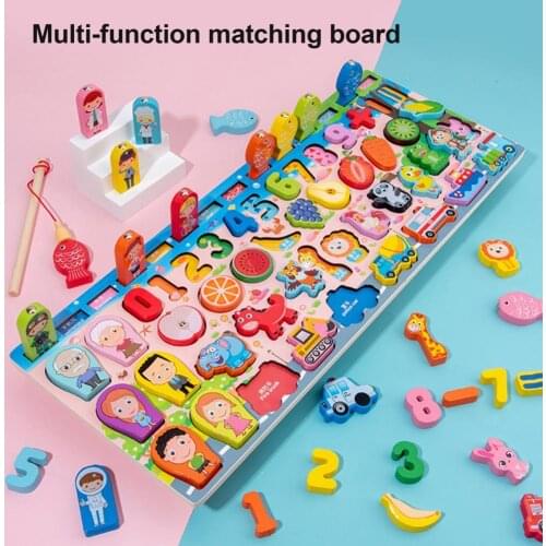 Montessori Educational Toy Digital Shape Match Gift Wooden Count Numbers Matching Board for Kids Early Education Toys