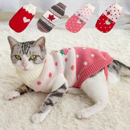 Pet Cat Clothes Sweater Winter Kitty Kitten Knitted Sweaters For Cat Coat Jacket Warm Soft Cotton Cats Clothing Suit For Cat