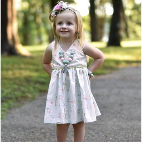 Sweet floral dress baby girls vest dress summer soft breathable costumes infant toddler baby clothing 0-4Yrs