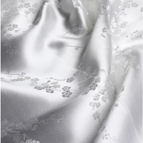 90cm*100cm dress brocade fabric costume handmade clothing cheongsam fabric brocade silk cloth white color with white plum