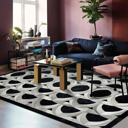 Luxury Modern Pop Art Cowhide Carpets for Living Room Bedroom Area Rugs Carpet Floor Mat Home Decor Leather Fashion Mat tapetes