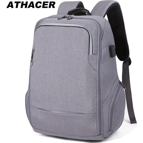 Athacer Larger Capacity Bag Men USB Charging Waterproof Backpack Anti Theft For Travel Business School Bags Women Casual DayPack