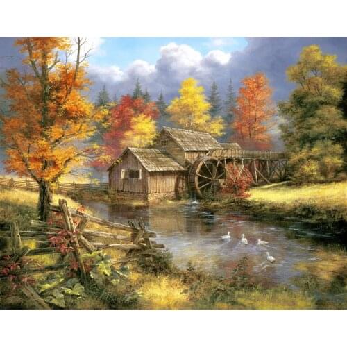 Hand painted Beautiful Glory of Autumn oil paintings modern artwork for office wall decor