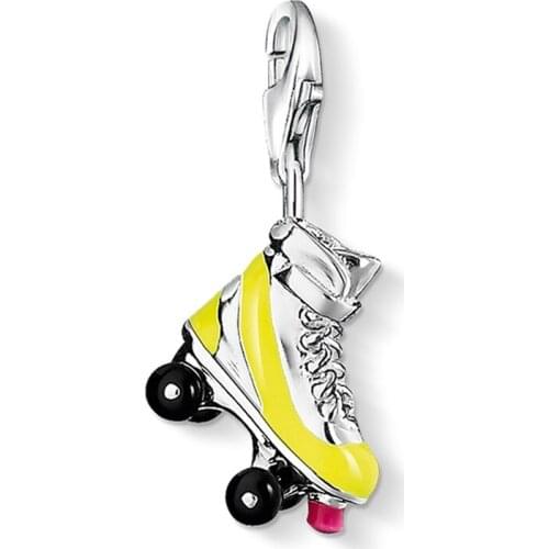Silver Yellow Roller Skates Charms Pendants Fit Bracelet Necklace Bag, Trendy Charm Fit Making Jewelry Bijoux Gift For Women Men