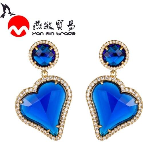 11 Color Wedding Earrings Heart Shape Cubic Zircon Metal Gold Earrings 2020 Fashion Earrings For Women Jewelry Friends gifts