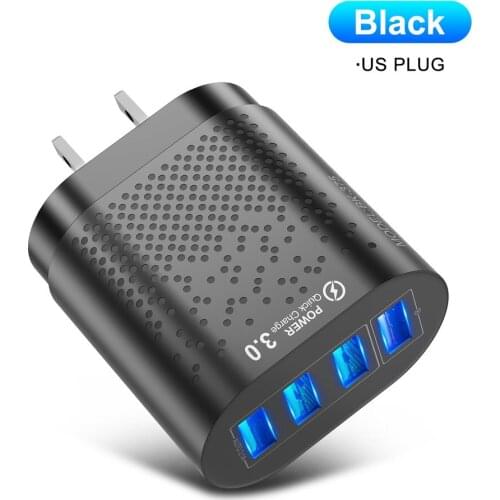 48W QC3.0 USB Wall Charger Quick Charge 4 Ports EU US Tablet Wall Mobile Phone Adapter for iPhone 11 XS Fast Charging
