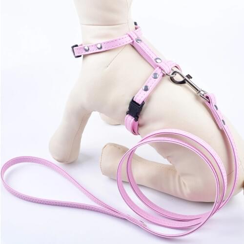 12Colors Puppy Dog Harnesses Lead Set Soft Pu Leather Adjustable Safety Control Restraint Cat Pet Halter Harness