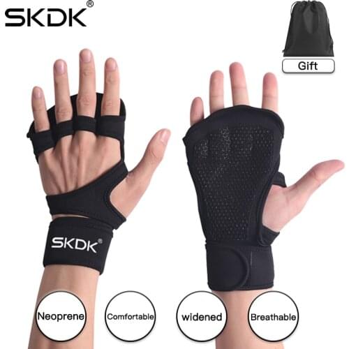 SKDK Grips Gym Wrist Band Crossfit Hand Palm ProtectorSports Weight Lifting Gloves Fitness Training Workout Gymnastics