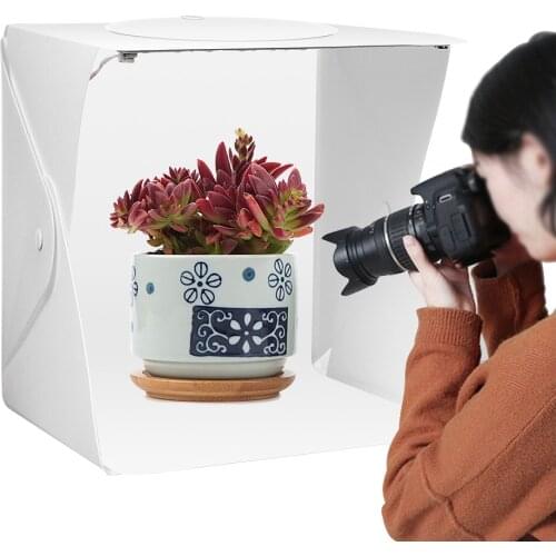 20CM Folding Lightbox Tabletop Shooting Softbox Mini Photo Studio 2 Led Lights Soft Box for Product Photography Background Kit