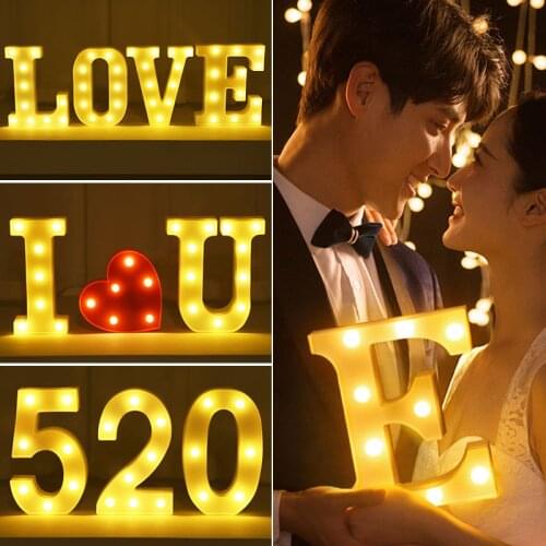 LED Alphabet Letter Lights Glow Heart Letters Number Night Light for Christmas Valentines Day Wedding Birthday Party Home Decor