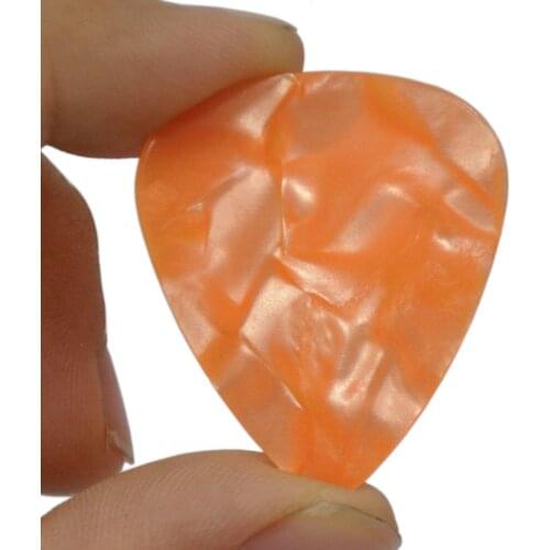Lots of 50pcs 0.46mm 0.71mm Orange Pearl Celluloid Guitar Picks Plectrums