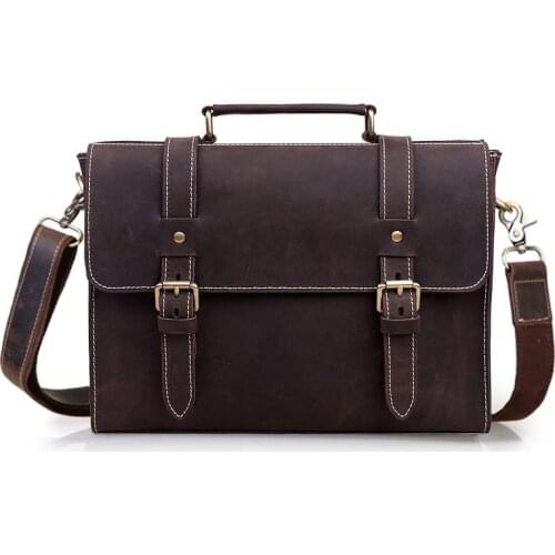 Vintage Crazy Horse Leather Men Messenger bag Genuine leather shoulder bag men crossbody bag sling bag tote handbag Leisure