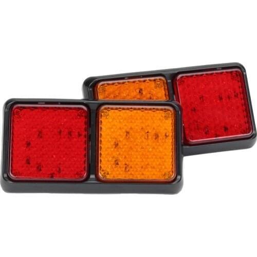 2Pcs 12V 72LEDs Tail Lights Red Yellow Brake Turn Signal Lamp for Trailer Truck Caravan waterproof dustproof