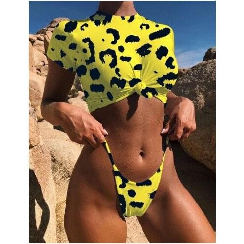 Bikini Swimsuit Women 2021 Split Sexy Leopard Crocodile Print Bathing Suit Women Bikini 2 piece sets womens