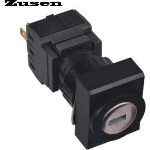 Zusen 16mm rectangle plastic key lock switch push button switch 3NO3NC (F16J-33Y/31)