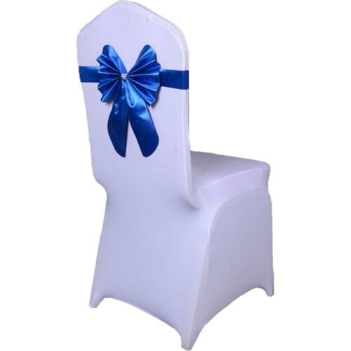 1pcs Elastic Lacing-free Bow Chair Cover Stretch-free Tie-back Flower Bow-knot Chair Cover For Wedding Party Banquet Decor #CR