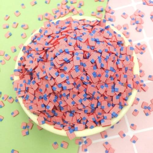 100g Polymer Hot Clay American Flag Slice Sprinkles for Nail Art Craft Slime Accessories Scrapbooking DIY Phone Decor:5mm
