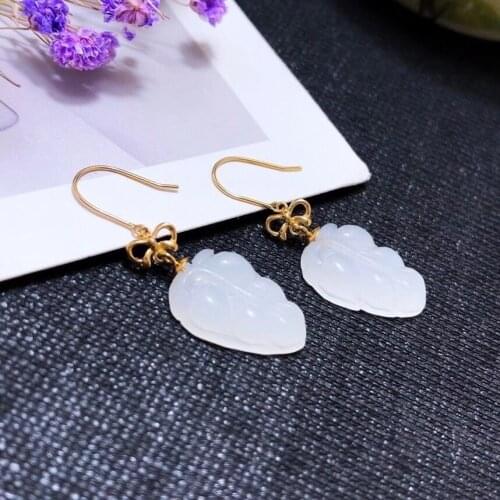 100% Natural And Real Jade Earring 925 sterling silve Jade Earring Wedding Best Gift
